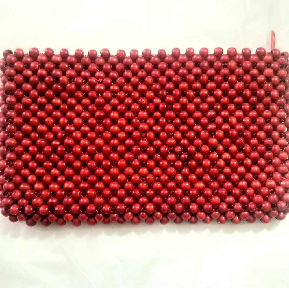 Magid, wooden beaded clutch bag